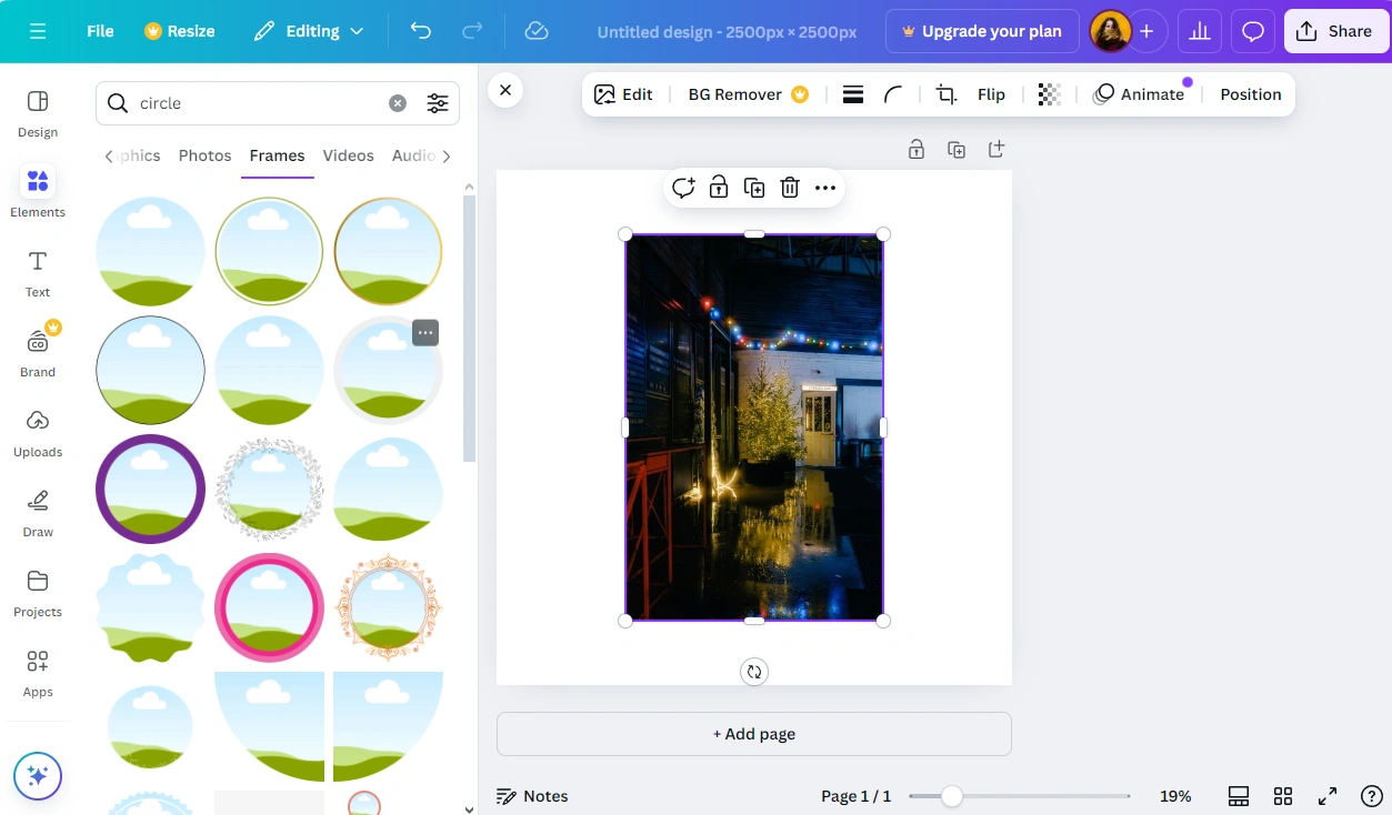Como cortar em um círculo no Canva